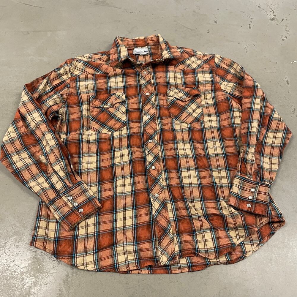 Vintage 90s wrangler western pearl snap flannel shirt